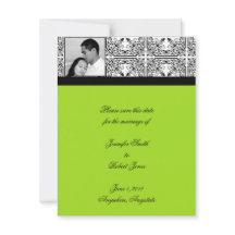 Damask Delight Lime Green Save the Date