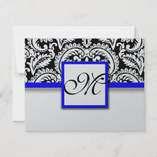 Damask der schwarzen Blume mit Royal Blue Trim RSV RSVP Karte