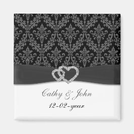 Damask Diamant Holzkohle Save the Date Magnet