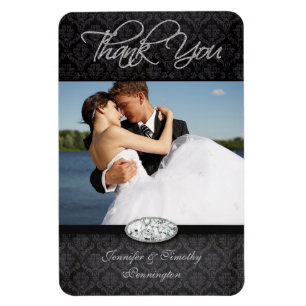 Damask Diamond Hochzeit danke Ihnen Foto Magnete
