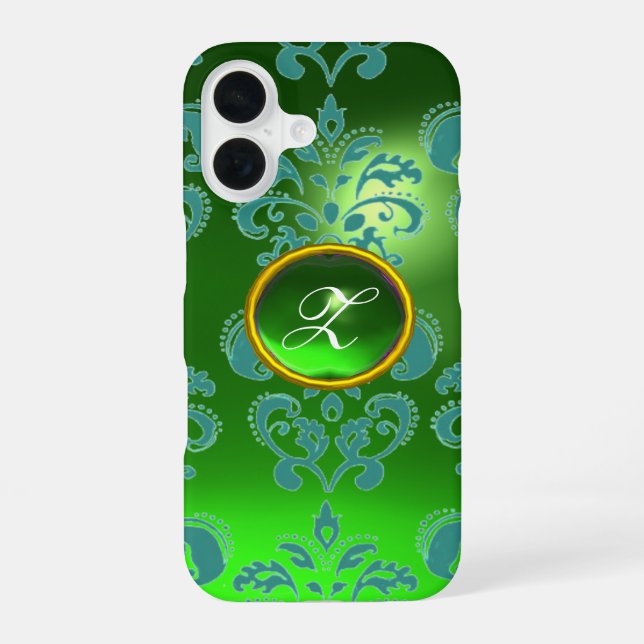 DAMASK EDMEL MONOGRAM grün iPhone 16 Hülle (Rückseite)