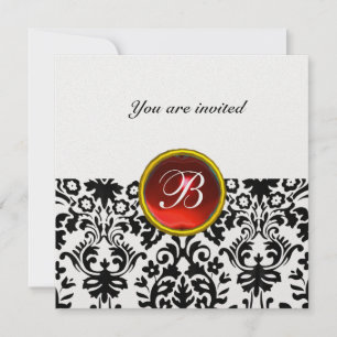 DAMASK EDMELSTEIN MONOGRAMM rubinrot Eis Einladung