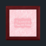 Damask Ehefrau 30. Geschenkboxen rosa<br><div class="desc">Hübsche schicke Damast Stil Keepake Geschenkboxen. Ideal,  um Ihrer Ehefrau ein besonderes Geschenk zu einem Geburtstag zu schenken. Geschenkboxen lautet: "Zu meiner wunderbaren Ehefrau Happy 30. Geburtstag",  oder kann mit eigenen Worten angepasst werden. Exklusives Design von Sarah Trett.</div>