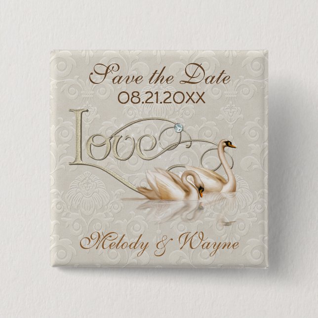 Damask Elegance Button (Vorderseite)