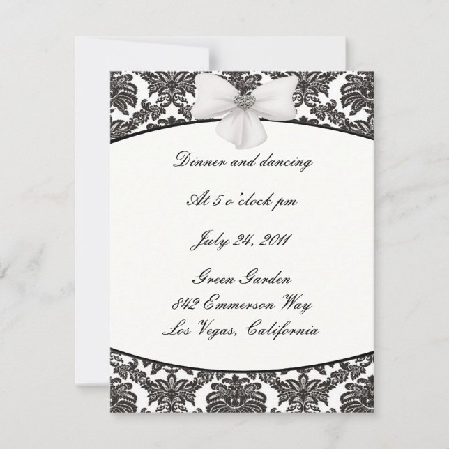 Damask Elegance Hochzeitskarten Einladung (Vorderseite)