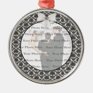 Damask Elegance Mariage Argent Arrondi Ornement