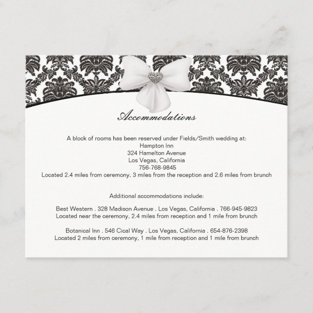 Damask Elegance Wedding Cards Begleitkarte (Vorderseite)