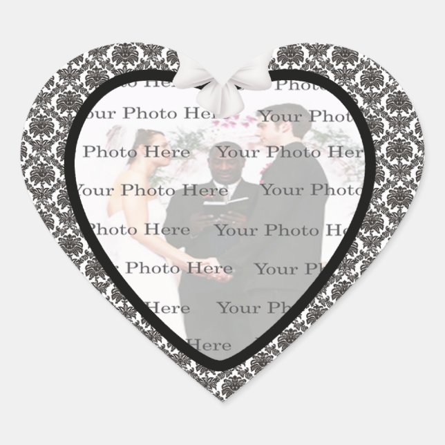 Damask Elegance Wedding Heart Stickers (Vorderseite)