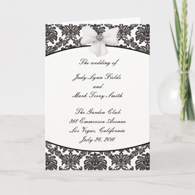 Damask Elegance Wedding Program Card Programm (Vorderseite)