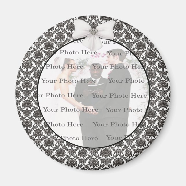 Damask Elegance Wedding Round Magnet (Vorne)