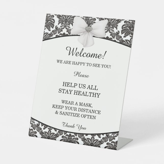 Damask Elegance Wedding Safety Sockelschild (Vorderseite)
