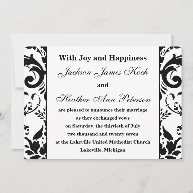 Damask Elegant Formal Wedding Ankündigung (Vorderseite)