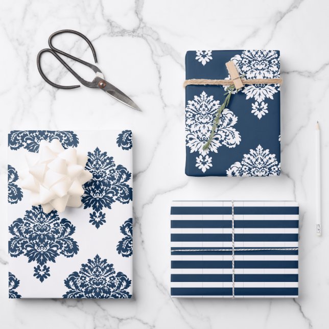 Damask Elegantes Mustertrennpapier Geschenkpapier Set (Vorderseite)