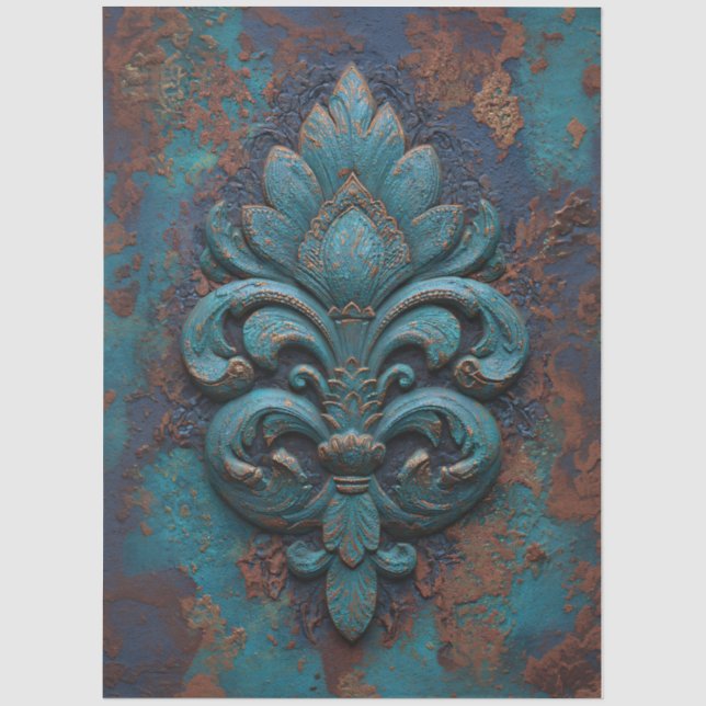 Damask Embossed Fleur-De-Lis Decoupage Seidenpapier (Vorderseite)