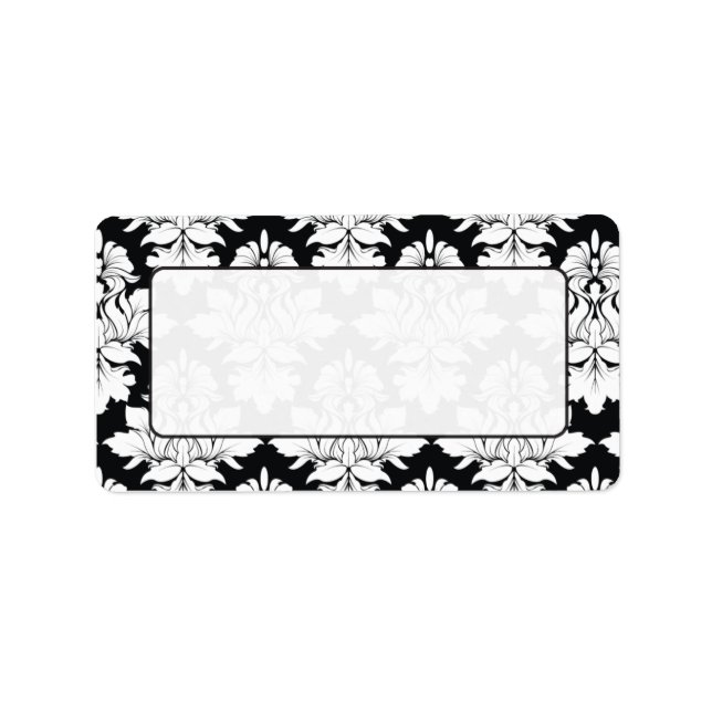Damask Étiquettes de messagerie Noir Blanc (Devant)