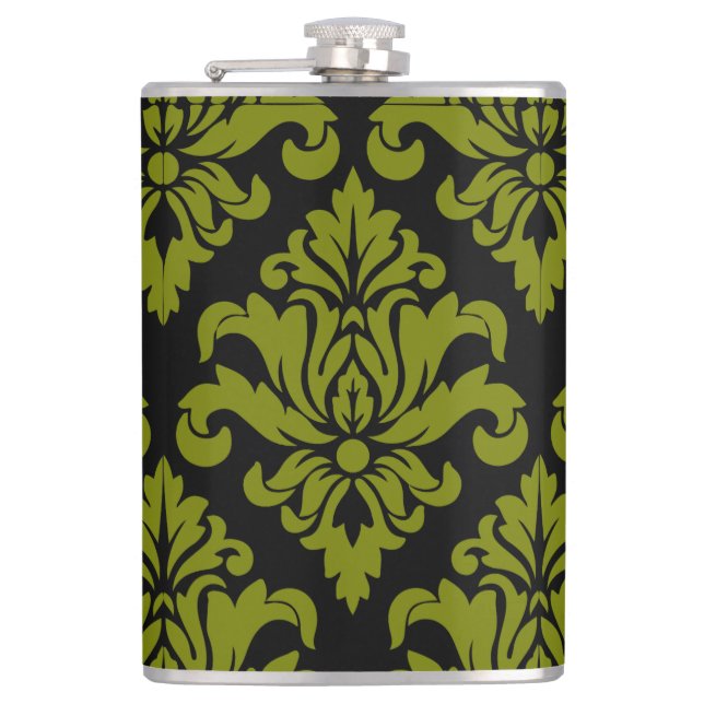 Damask Fabric dekoriert Print Flachmann (Vorderseite)