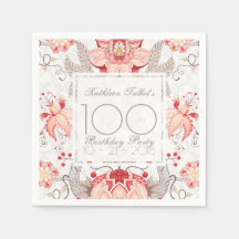 Damask Floral 100. Geburtstagsparty Paper Napkin