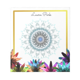 Damask Floral Gold Imitate Personalisiert Niedlich Notizblock