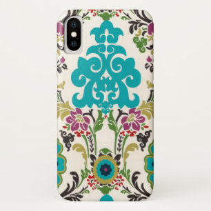 Damask Floral Patterns Plum Turquoise iPhone X Hülle
