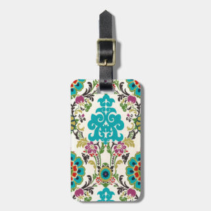Damask Floral Patterns Plum Turquoise Gepäckanhänger