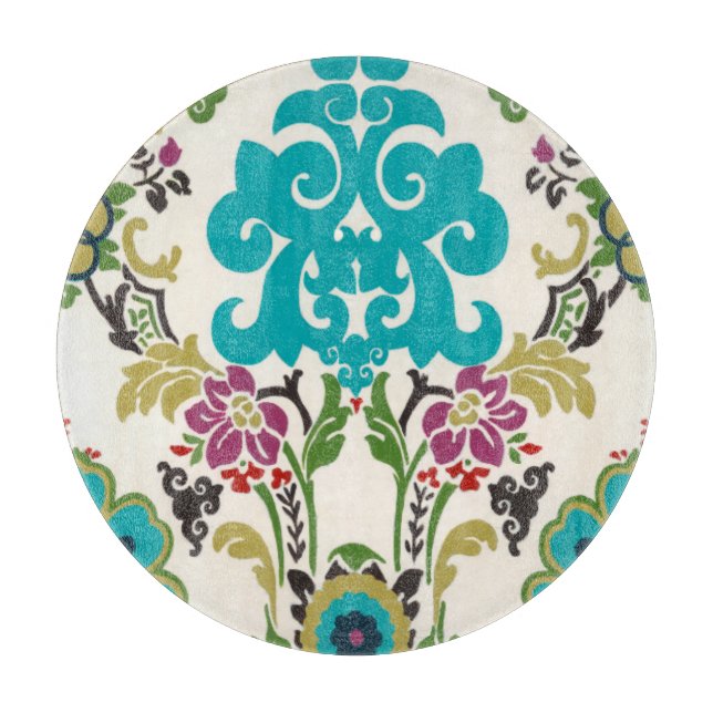 Damask Floral Patterns Plum Turquoise Schneidebrett (Vorderseite)