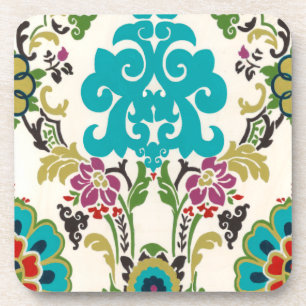 Damask Floral Patterns Plum Turquoise Untersetzer