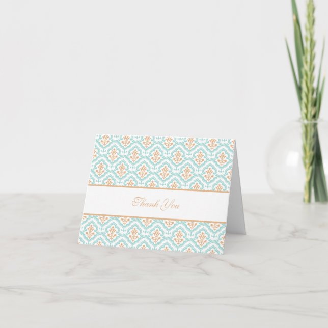Damask Floral Wallpaper Collection Thank You Card Dankeskarte (Vorderseite)
