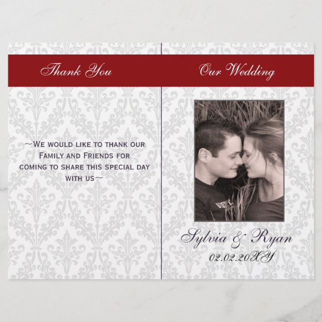 Damask Folding Programmes de mariage photo (Devant)