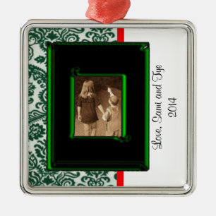 DAMASK-FOTO-CHRISTMAS-ORNATIONALVORLAGE SILBERNES ORNAMENT