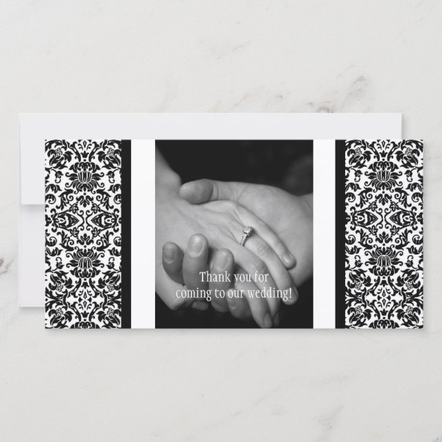 Damask Foto Dankeschön Karte (Vorderseite)