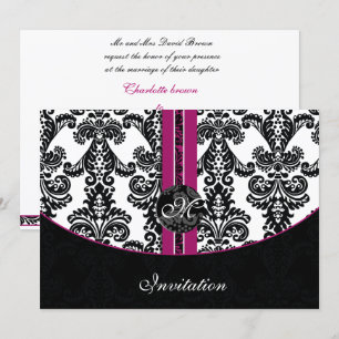 damask fuchsia faire-part de mariage