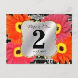 Damask Fuchsia Gerber Daisy Wedding Tischnummer