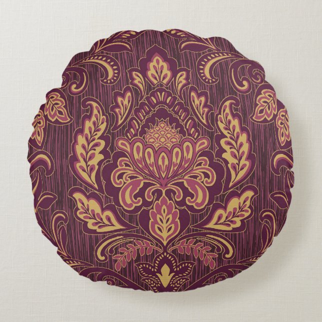 Damask gedrucktes Rundkissen Rundes Kissen (Vorderseite)