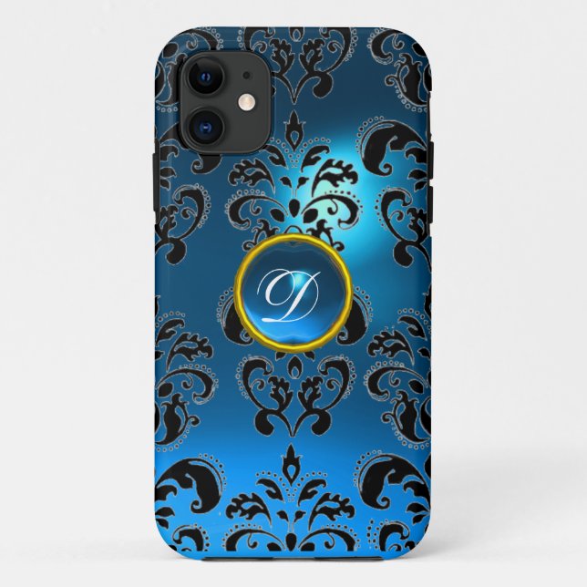 DAMASK GEM MONOGRAM blau Case-Mate iPhone Hülle (Rückseite)