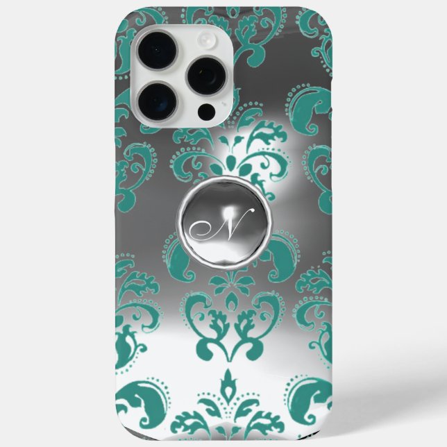 DAMASK GEM MONOGRAM blau weiß Case-Mate iPhone Hülle (Rückseite)
