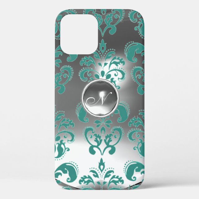 DAMASK GEM MONOGRAM blau weiß Case-Mate iPhone Hülle (Rückseite)