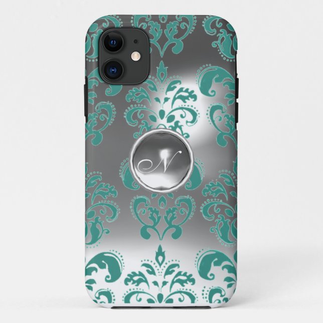 DAMASK GEM MONOGRAM blau weiß Case-Mate iPhone Hülle (Rückseite)