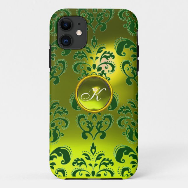 DAMASK GEM MONOGRAM Gelb Case-Mate iPhone Hülle (Rückseite)