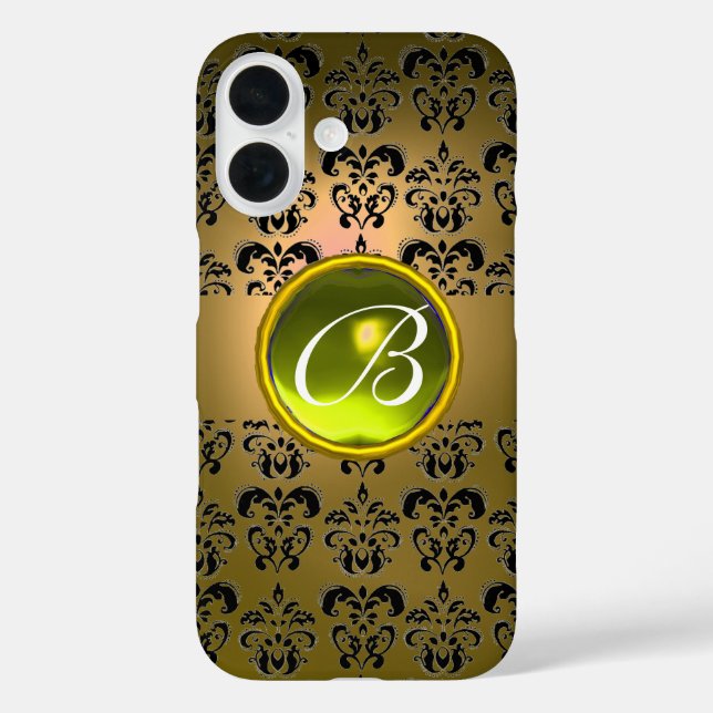 DAMASK GEM MONOGRAM Gelb iPhone 16 Hülle (Rückseite)