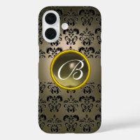 DAMASK GEM MONOGRAM grau schwarz