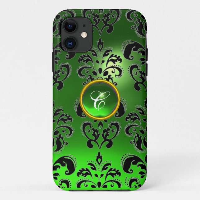 DAMASK GEM MONOGRAM grün Case-Mate iPhone Hülle (Rückseite)
