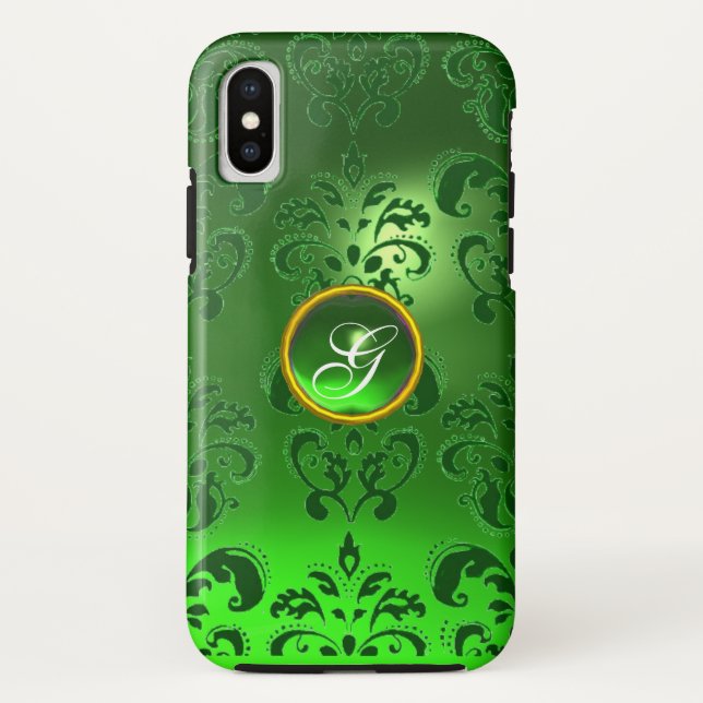 DAMASK GEM MONOGRAM grün Case-Mate iPhone Hülle (Rückseite)