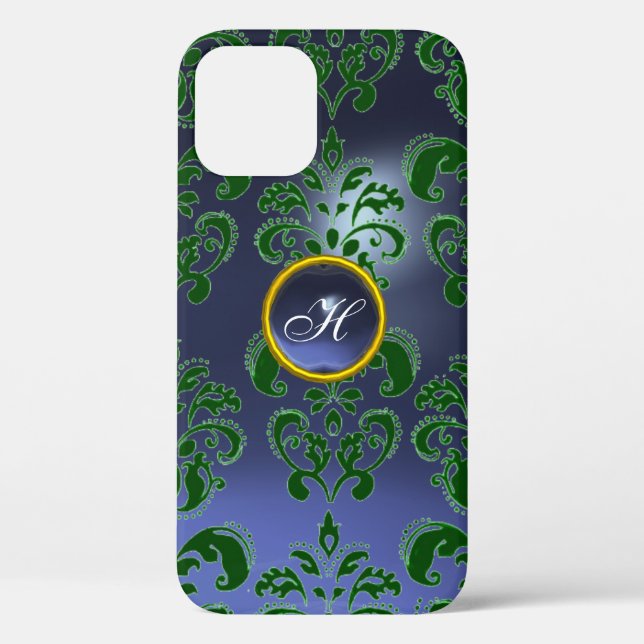DAMASK GEM MONOGRAM grün lila dunkel Case-Mate iPhone Hülle (Rückseite)