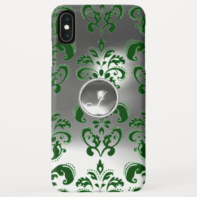 DAMASK GEM MONOGRAM grün weiß Case-Mate iPhone Hülle (Rückseite)