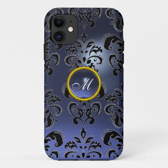 DAMASK GEM MONOGRAM lila dunkel Case-Mate iPhone Hülle (Rückseite)