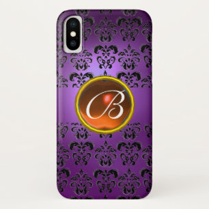 DAMASK GEM MONOGRAM lila schwarz orange Case-Mate iPhone Hülle
