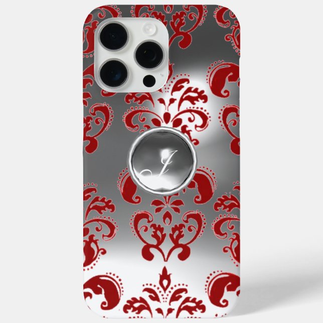DAMASK GEM MONOGRAMM rot weiß Case-Mate iPhone Hülle (Rückseite)