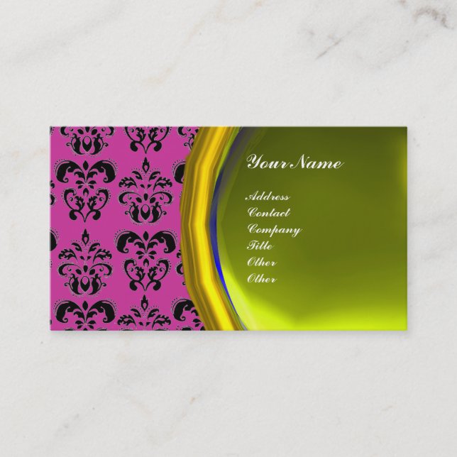 DAMASK GEM STONE MONOGRAM, gelber Topaz, violett Visitenkarte (Vorderseite)