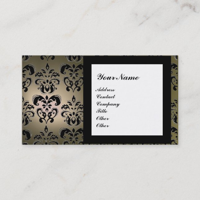 DAMASK GEM STONE MONOGRAM grau Visitenkarte (Vorderseite)