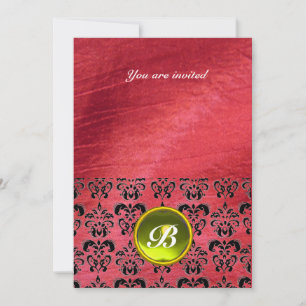 DAMASK GEM STONE MONOGRAM lila Seide Einladung